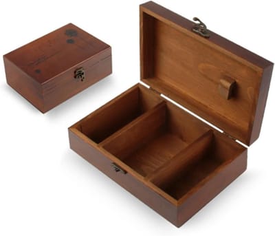 Naaidoos Houten - Opbergkoffer Naalden - Hobby Organiseren - Multifunctionele Opslag - Grote Capaciteit - Natuurlijk Hout