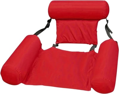 Nivard Luxe Waterhangmat - Luchtbed Zwembad - Luchtmatras Opblaasbaar - Water Hangmat - Aqua Lounge - Rood