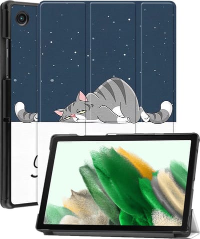 Hoes - Geschikt voor Samsung Galaxy Tab A8 - Dun & Stevig - Trifold Bookcase - Hard Cover - Hardcover Book Case - Tablet Hoesje - Kat