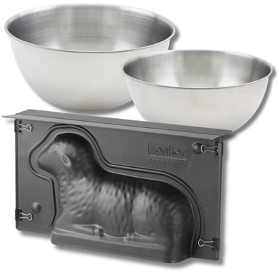 Bakkersset met 3D paaslamvorm 900 ml, 2 mengkommen en spatel Zenker