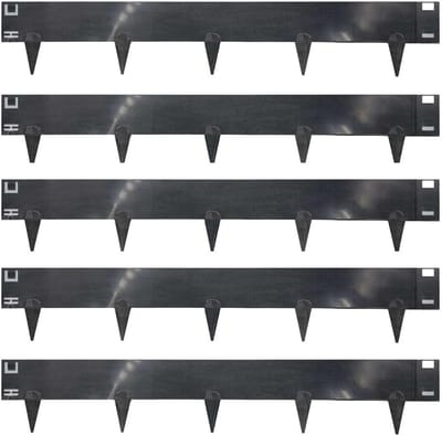 Nicoman 5M anthracite lawn edging edge, pre-rusted galvanized steel garden edging edging, easy to install flexible grass landscaping path edging strip