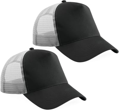 2x Truckers baseball caps zwart/grijs voor volwassenen - voordelige zwarte petjes/caps
