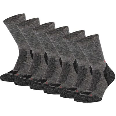 Xtreme Hiking Sokken Wol - 6 paar - Extra Warm - Anatomisch Gevormd Voetbed - Multi Antraciet - Maat 35/38