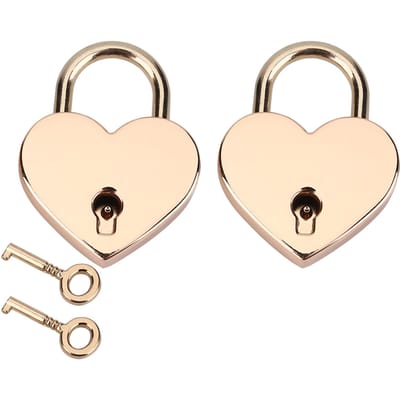2 sets Hartvormig Hangslot & Skeletsleutel Metalen Slot voor Bagage Dagboek Sieradendoos