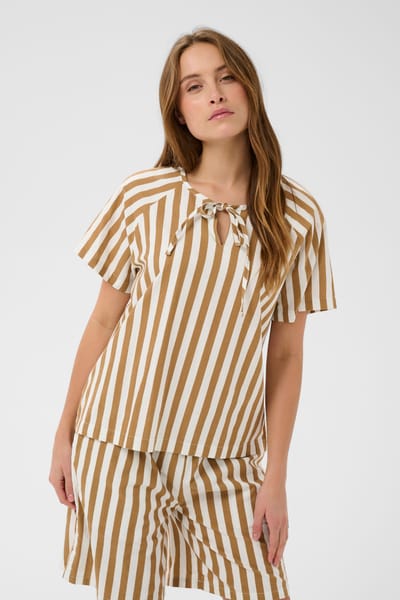 Saint Tropez ZalindaSZ SS Blouse Dames Blouse - Tiger's Eye Ice Stripe