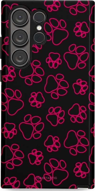 Casetastic Hoesje Geschikt voor Samsung S23 Ultra - Stijlvolle Beschermende Duo-layer Case - Neon pootjes