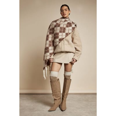 boohoo Dames Boucle Wool Look Bomber Jacket | Beige | Maat: 8