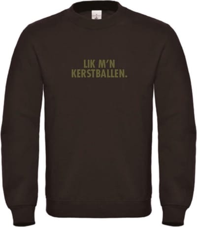 Foute kersttrui zwart S - Lik m'n kerstballen - Olijfgroen - soBAD. | Kersttrui soBAD. | kerstsweaters volwassenen | kerst hoodie volwassenen | Kerst outfit | Foute kerst truien