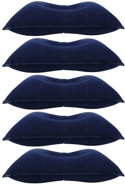Dailygoods- Neksteunen 5-delig - Opblaasbaar Reiskussen - Opvouwbaar Campingkussen - Fluweelzachte Bekleding - Voor Vliegreizen - Comfortabel Slapen