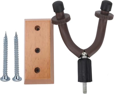 Gitaar Hanger - Muzieksteun Wandmontage - Instrument Opslag - Flexibele Haak - 15 x 9 cm - Zwart Hout