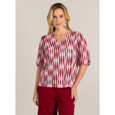 IVY BEAU Grazia Tops - White/Multi-Colour - maat 36