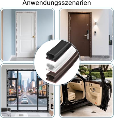 Candala Deurafdichting, zelfklevend, m, rubberen afdichting, wit, deurafdichting, afdichtingstape, tochtstopper, geluidsbescherming, energie-efficiëntie, weerbestendig