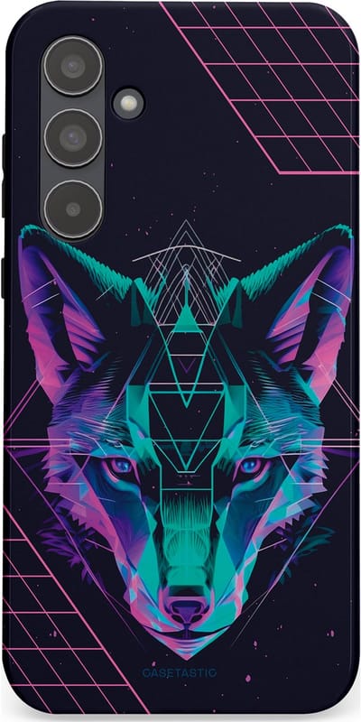 Casetastic hoesje geschikt voor Samsung Galaxy A55 - Dubbellaagse bescherming - Neon Wolf - Fashion Case - Donkerblauw