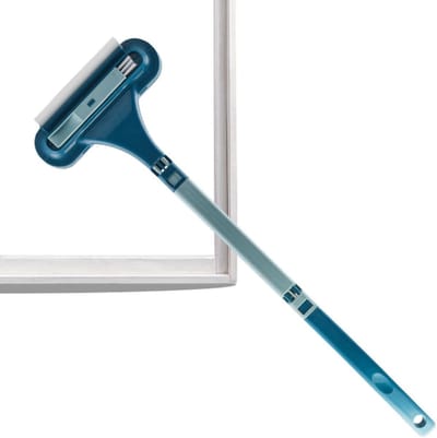 Raamreinigingsborstel - Schoonmaakgereedschap - Stof verwijderen - Afneembare handgreep - 63 x 20 cm - Blauw