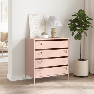 vidaXL - Dressoir - 68x39x73,5 - cm - koudgewalst - staal - roze