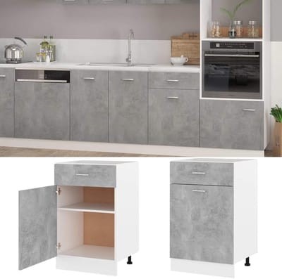 Onderkast Keukenmeubel - Opbergkast Lade - Keuken Organiseren - Met Lade Deur - 50 cm Breed - Betongrijs