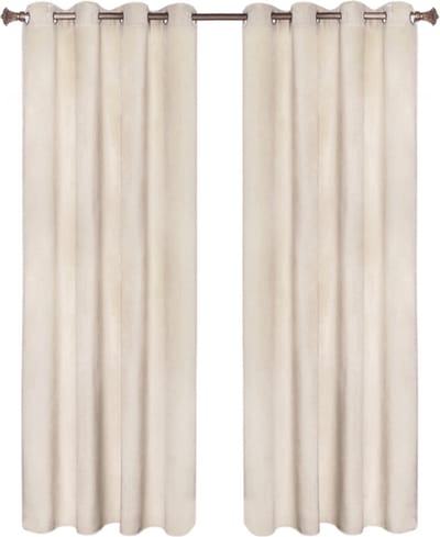 Happyment Gordijnen set Vida 2 stuks - Beige 140x225cm - Verduisterend - met Plooiband - Fluweel Isolerend