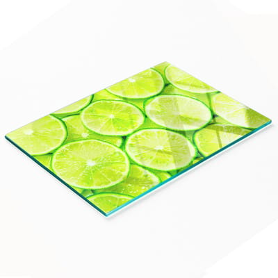 Multifunctionele decoratieve snijplank voor de keuken, gehard glas, limoengroen, 80x52 cm