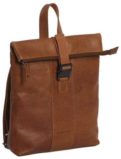 Daniel Ray Tsakane Leren Rolltop Laptoprugzak - Cognac