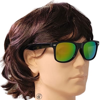 Fako Fashion - Zwarte Zonnebril Met Goud/Rode Spiegelglazen - Heren Zonnebril - Dames Zonnebril - UV400 - Zwart - Spiegel Goud/Rood