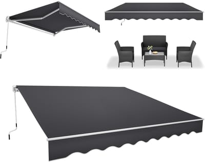 ACXIN Knikarmscherm Handmatig Zonnescherm Terraszonne 360x300cm Donkergrijs