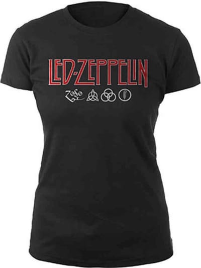 Led Zeppelin - Logo & Symbols Dames T-shirt - 2XL - Zwart