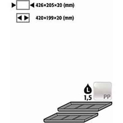 Inzetbak voor asecos veiligheidskasten van de serie UB90, polyethyleen, zwart, B 426 x D 205 x H 20 mm, 1,5 l