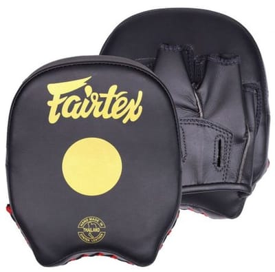 Fairtex FMV14 Serie - Boks Pads - Zwart/Goud - Ultra Licht - Synthetisch Leer - Handgemaakt in Thailand