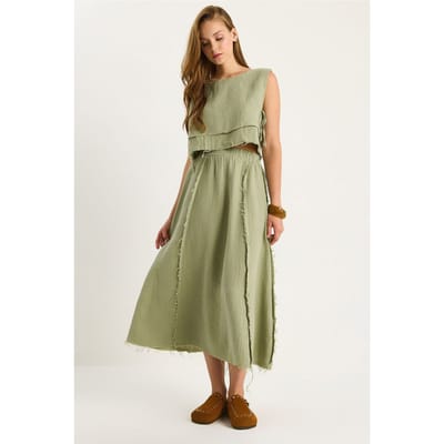 Textuur Blouse & Rok Muslin Stof Twee-Delige Set