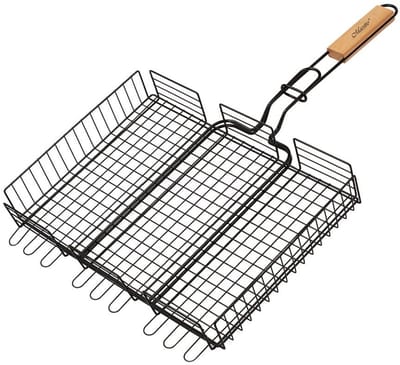 Maestro MR-1001 Dubbel BBQ-grillrooster Draagbare grillmand (staal met teflon coating, 40x30cm)