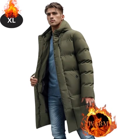 Livano Winterjas - Parka - Heren - Winter - Jas - Volwassen - Stijlvol - Legergroen - XL