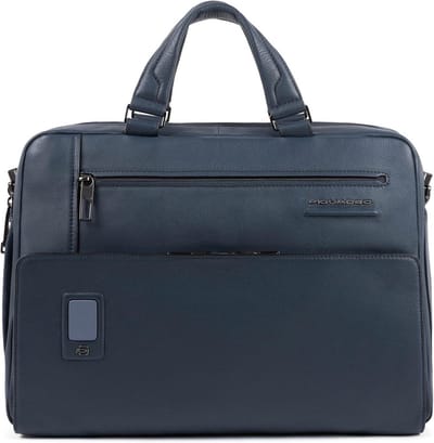 Leren Aktetas - Laptoptas Heren - Zakelijk Vervoer - Veelzijdig Interieur - 30 cm Laptopvak - Blauw