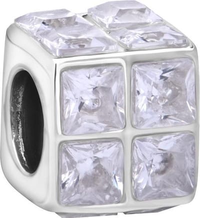 Quiges - 925 - Zilveren - Bedels -Sterling zilver - Beads - Kubus Zirkonia Kraal Charm - Geschikt – voor - alle bekende merken - Armband Z241
