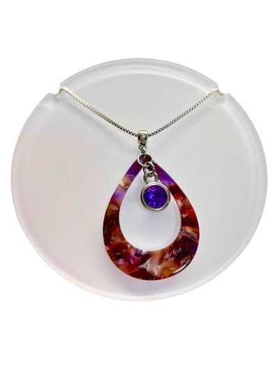 2 Love it Eleganza P - Ketting - Lengte 46 cm - Bordeaux - Paars - Zilverkleurig