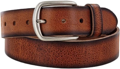 Stoere Leren Heren Riem | Kleur: Cognac | Heren Riem | 4cm breed | Riemmaat: 95 (totale lengte: 110cm) | 100% echt leer | Nikkelvrije gesp