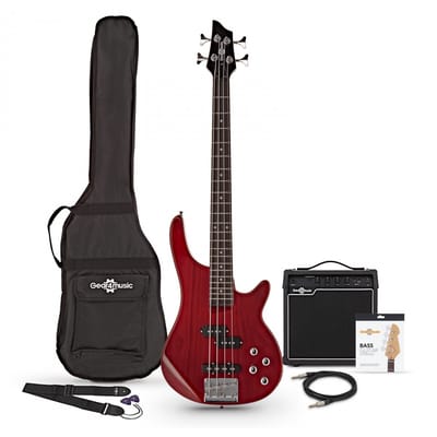 3/4 Chicago Basgitaar + 15 W Versterkerpakket, Trans Red