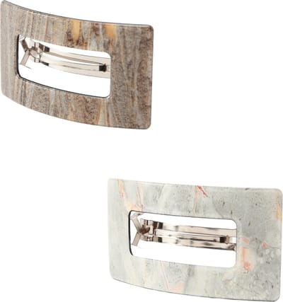 Emilie collection - haarspeld - marmer - grijs - wit - 2 stuks