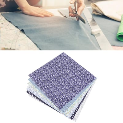 7 pièces Tissu Coton Carré 50x50cm Tissu Couleur Imprimé Floral Ménager Artisanat DIY Accessoires de Couture Bleu Marine gray
