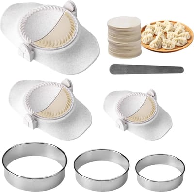 Famanu – Dumpling en empanada maker set met 3 formaten deegvormen snijder en RVS lepel