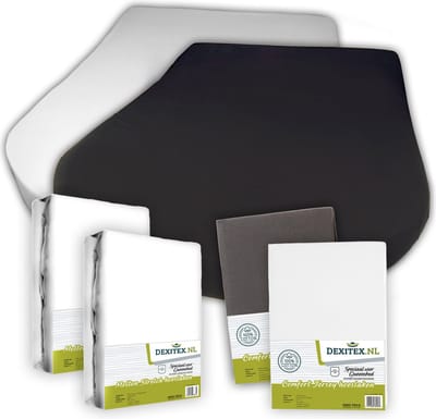 Dexitex Jersey & molton hoeslaken pakket Queensbed/Eilandbed 1 x Wit + 1x Antraciet