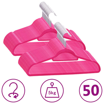vidaXL - 50-delige - Kledinghangerset - anti-slip - fluweel - roze