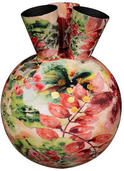 Vaas Rose rouge - 33x40 - Metaal & Epoxy - Exclusieve homeware voor binnenshuis - Handgemaakt - Unieke print - Ontworpen door Lammie