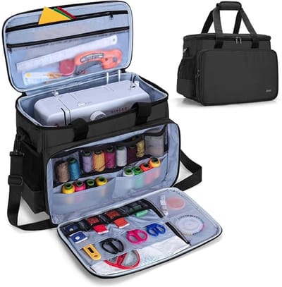 Zylo® Naaimachine Tas - Naaimachine voor Beginners - Mini-Naaimachine met Voetpedaal - Zwart - 43cm x 19cm x 31cm