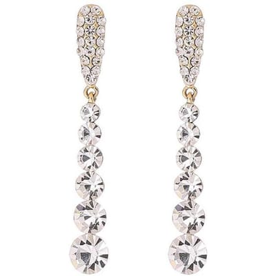 Mode Lange Stijl Strass Kwastje Hangende Oorbellen voor Vrouwen Meisje Cadeau Sieraden white