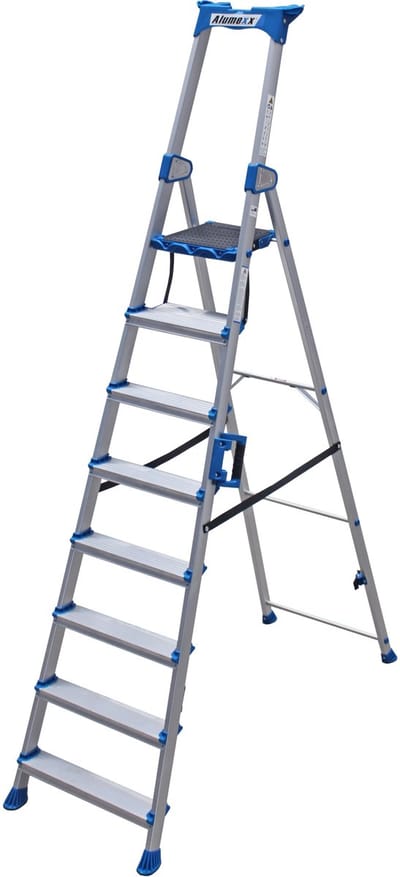 Alumexx Twin-Deck - Huishoudtrap 8 treden - Keukentrap - Inklapbaar - 369 cm werkhoogte