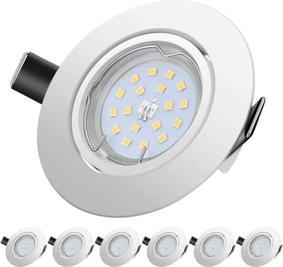 6-Pack - Ronde LED Inbouwspots met Kantelbare GU10 Fitting - Dimbare, Energiezuinige Verlichting - IP44, Koel Wit (6000K)