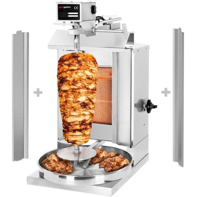 GGM Gastro Gas Gyros-/ Dönergrill - 1 Brenner - max. 5 kg - inkl. 2 Flügeltüren Zilver
