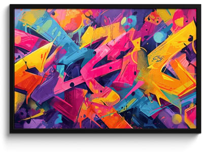 Poster in lijst - Fotolijst 90x60 cm - Posters - Abstract - Vormen - Kleurrijk - Posterlijst zwart - Decoratie - Wanddecoratie woonkamer - Muurdecoratie slaapkamer