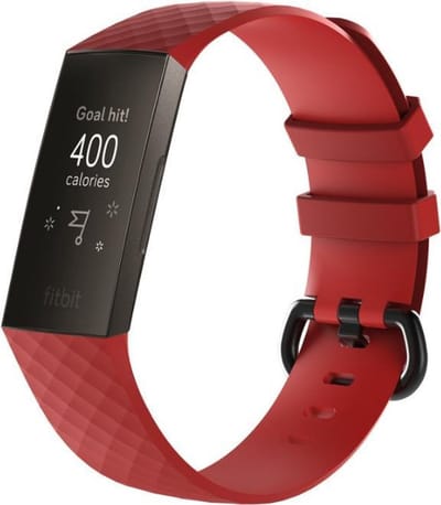 KELERINO. Siliconen bandje geschikt voor Fitbit Charge 3 / Charge 4 Rood - Large