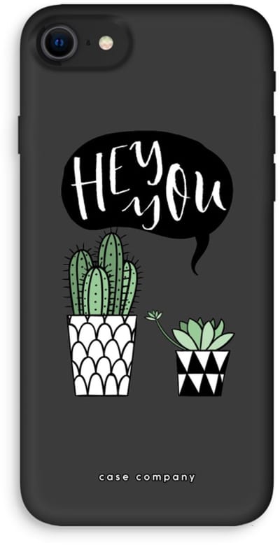 Case Company® - Hoesje geschikt voor iPhone SE 2020 hoesje - Hey you cactus - Biologisch Afbreekbaar Telefoonhoesje - Bescherming alle Kanten en Schermrand